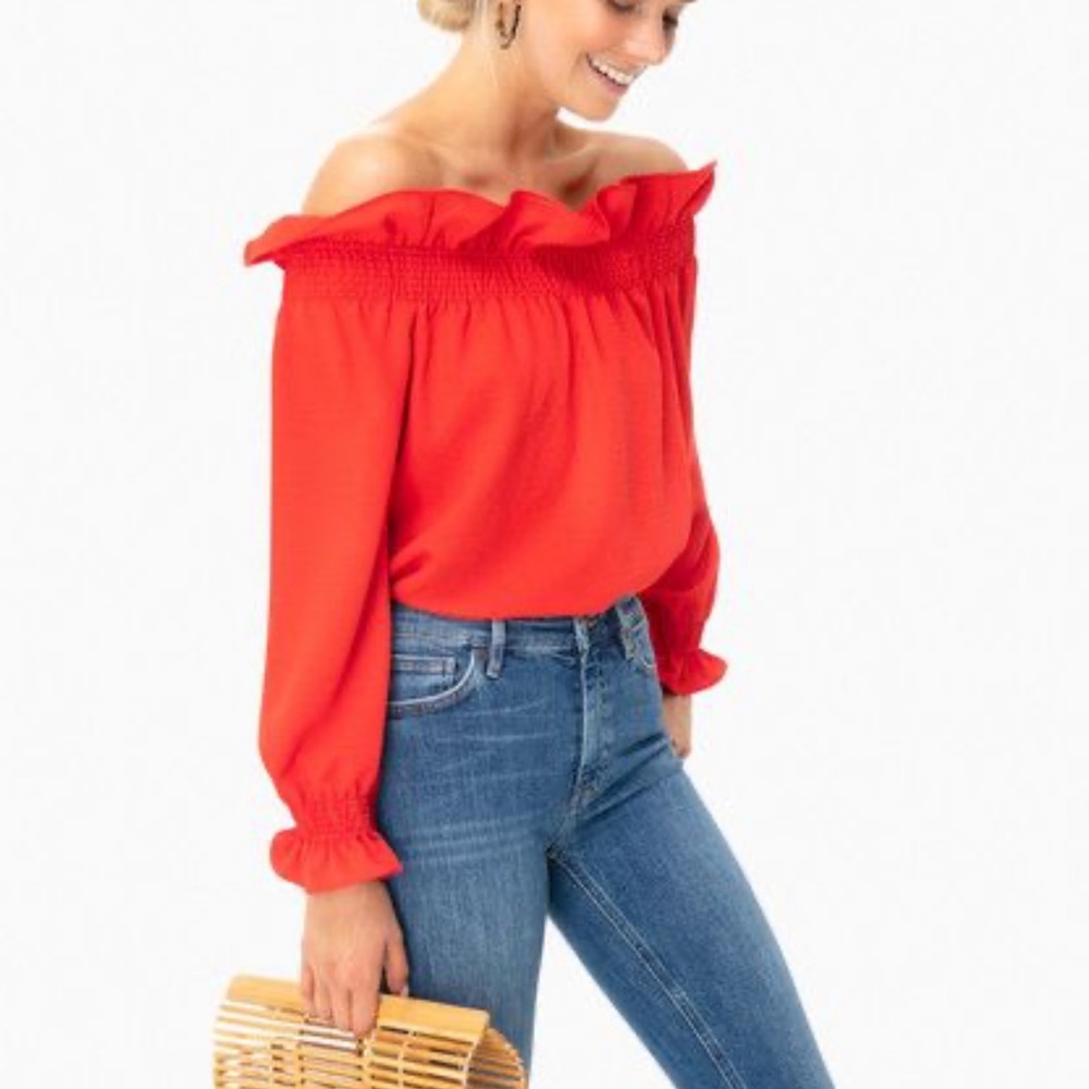 Tuckernuck Red Off the Shoulder Top